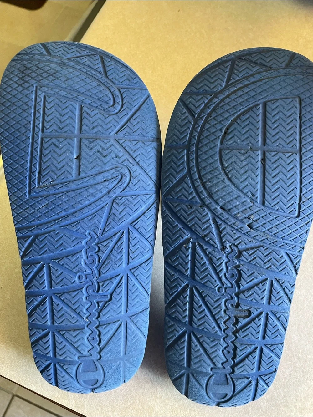 Champion Navy and White Kids' Slide Sandals with Logo